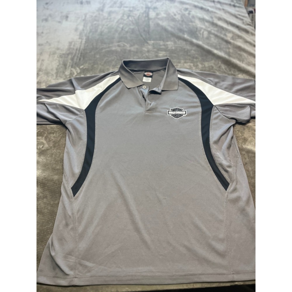 Mens Harley Davidson Smoky Mountain Cycles Gray Polo Shirt XL - Picture 2 of 7